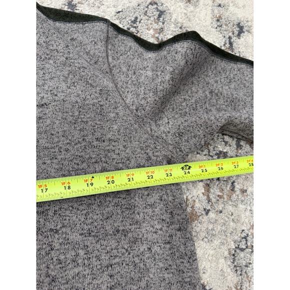 Eddie Bauer Mens Large Gray Sherpa Lined Sweater Fleece Crewneck Olive Stripe - Picture 8 of 11